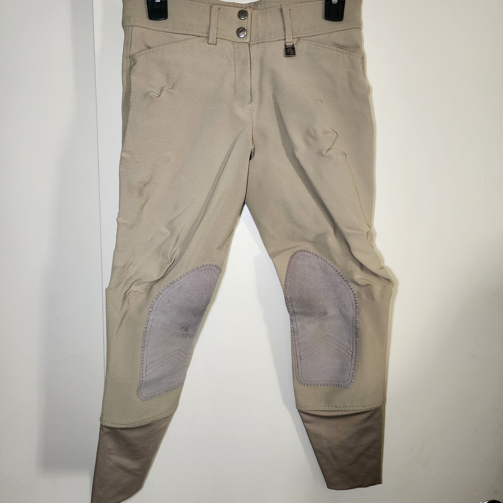 Romfh Riding Breeches Womens 26R Tan Good Knee Patch Equestrian Stretch Pants